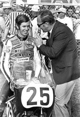 Roxy Rockwood interviews Don Emde after his Daytona 200 win in 1972.
